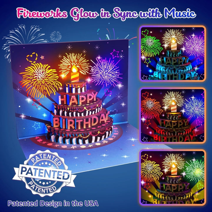 Fireworks Pop Up Cake Light and Music Happy Birthday Card Gift – Newzyhoome