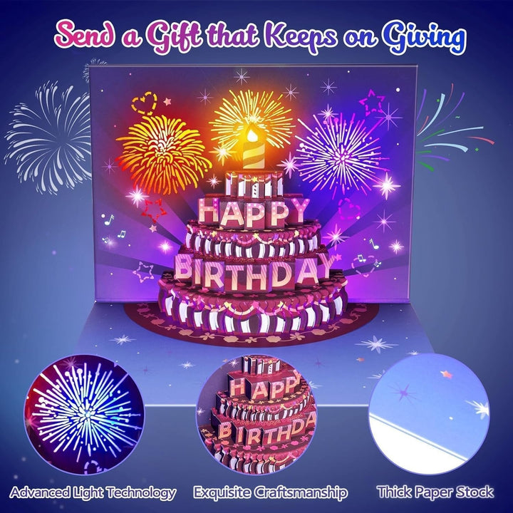 Fireworks Pop Up Cake Light and Music Happy Birthday Card Gift – Newzyhoome